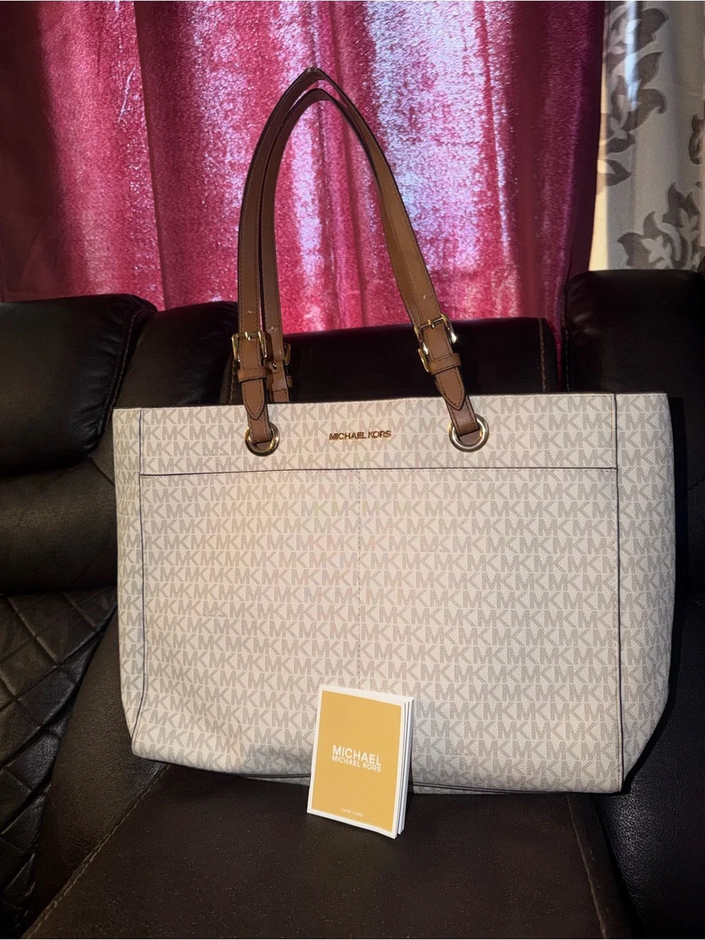 Michael Kors Beige & Brown MK Logo Tote